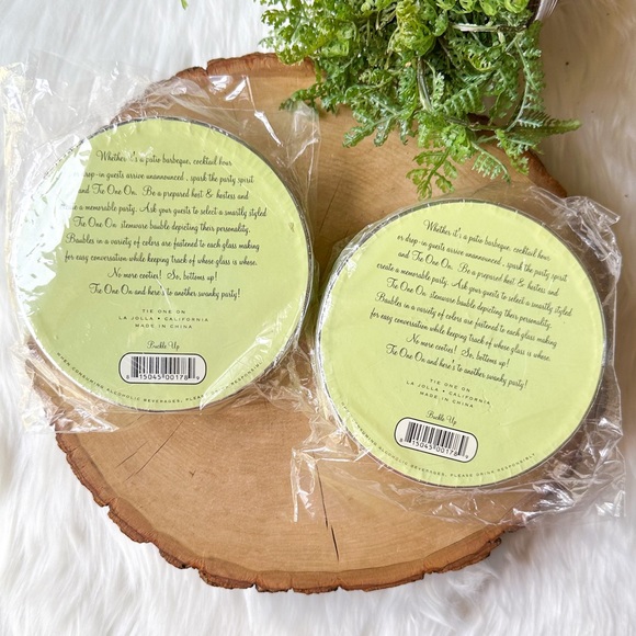 Set of 12 - Wine Glass Charm Markers Rings Coasters - Tie One On Drunk Reindeer - Picture 3 of 4